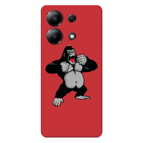 Xiaomi Redmi Note 13 4G Angry Gorilla2 Red Colored Silicone TPU Θήκη