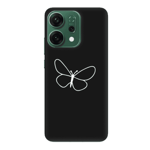 Oppo RENO 14 butterfly Black Colored Silicone TPU Θήκη