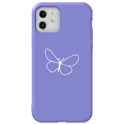 Apple iPhone 11  butterfly Purple Colored Silicone TPU Θήκη