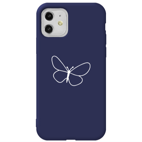 Apple iPhone 11  butterfly Dark blue Colored Silicone TPU Θήκη