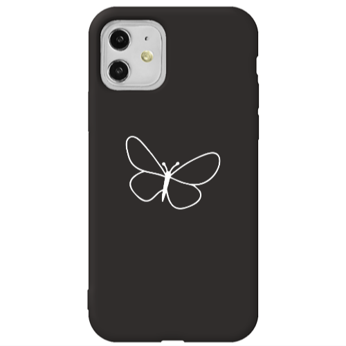 Apple iPhone 11  butterfly Black Colored Silicone TPU Θήκη