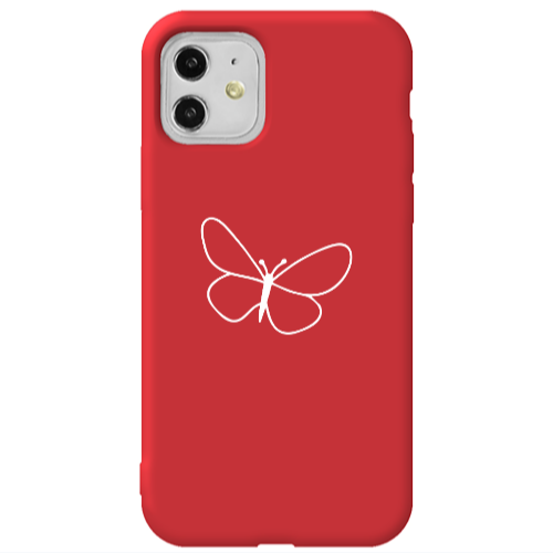 Apple iPhone 11  butterfly Red Colored Silicone TPU Θήκη