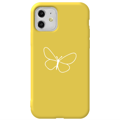 Apple iPhone 11  butterfly Yellow Colored Silicone TPU Θήκη