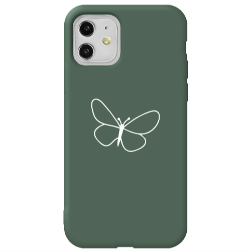 Apple iPhone 11  butterfly Dark Green Colored Silicone TPU Θήκη