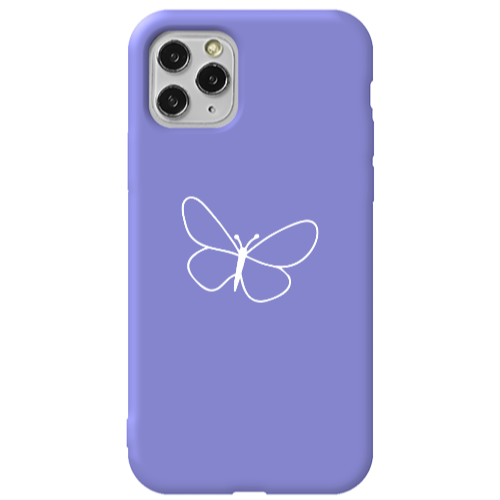 Apple iPhone 11 Pro butterfly Purple Colored Silicone TPU Θήκη