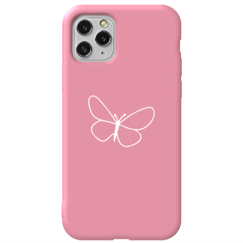 Apple iPhone 11 Pro butterfly Pink Colored Silicone TPU Θήκη