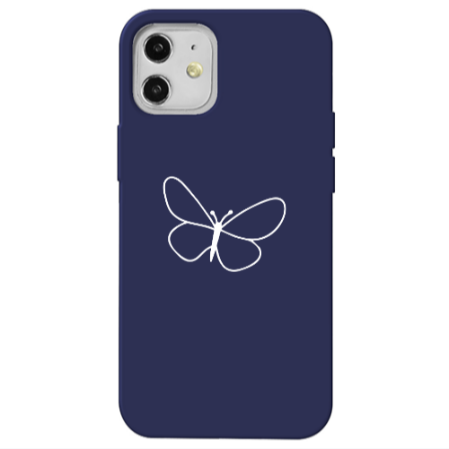 Apple iPhone 12 butterfly Dark blue Colored Silicone TPU Θήκη