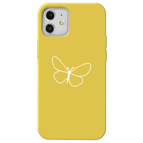 Apple iPhone 12 butterfly Yellow Colored Silicone TPU Θήκη