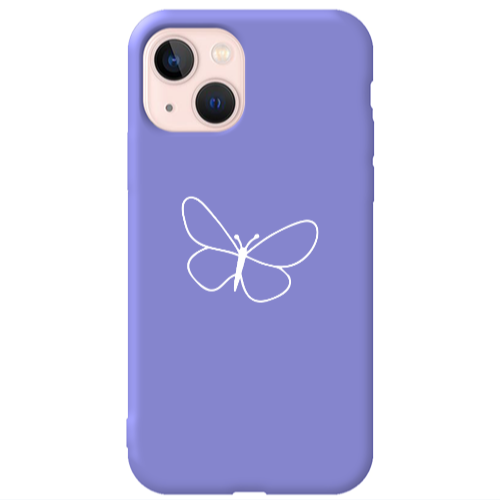 Apple iPhone 13 butterfly Purple Colored Silicone TPU Θήκη