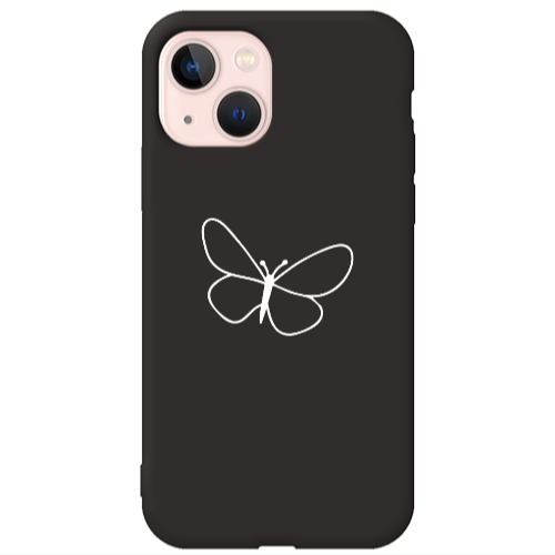 Apple iPhone 13 butterfly Black Colored Silicone TPU Θήκη