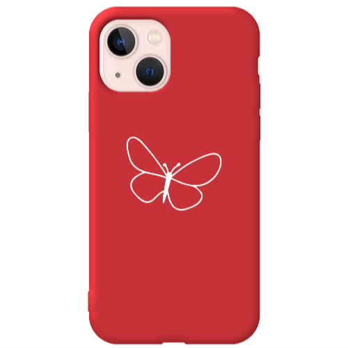 Apple iPhone 13 butterfly Red Colored Silicone TPU Θήκη