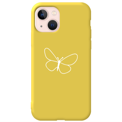 Apple iPhone 13 butterfly Yellow Colored Silicone TPU Θήκη