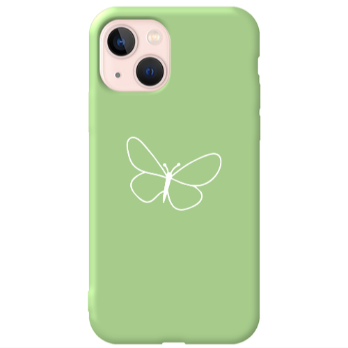 Apple iPhone 13 butterfly Light Green Colored Silicone TPU Θήκη