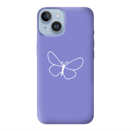 Apple iPhone 14  butterfly Purple Colored Silicone TPU Θήκη