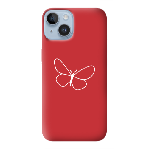 Apple iPhone 14 Plus butterfly Red Colored Silicone TPU Θήκη