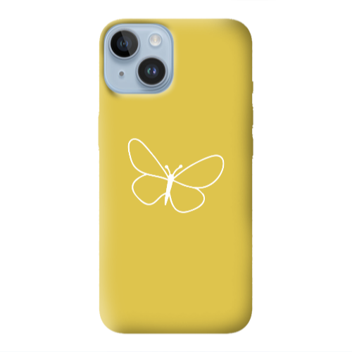 Apple iPhone 14 Plus butterfly Yellow Colored Silicone TPU Θήκη