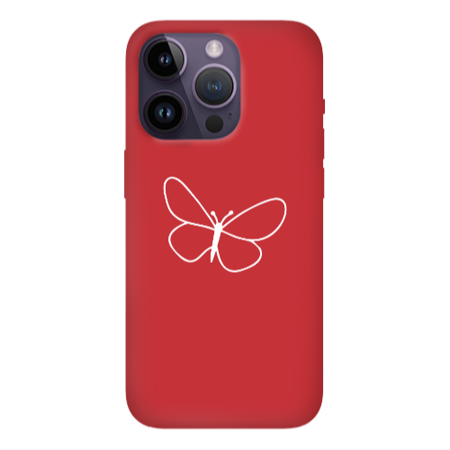Apple iPhone 14 Pro  butterfly Red Colored Silicone TPU Θήκη
