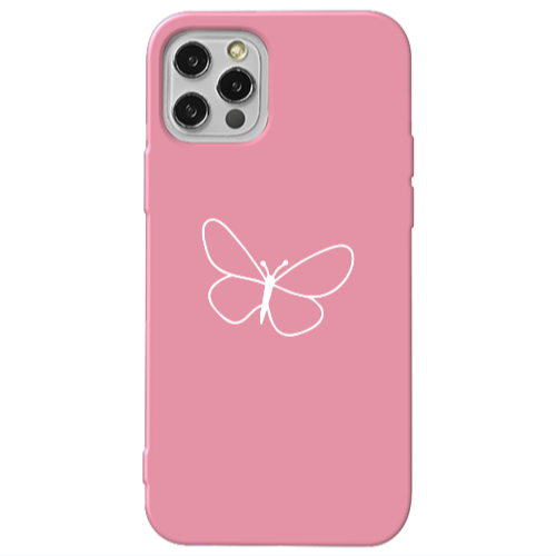 Apple iPhone 13 Pro butterfly Pink Colored Silicone TPU Θήκη