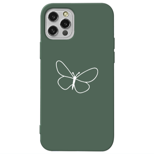Apple iPhone 13 Pro butterfly Dark Green Colored Silicone TPU Θήκη