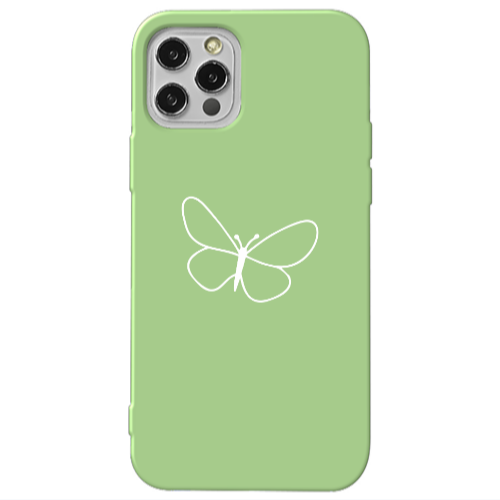 Apple iPhone 12 Pro butterfly Light Green Colored Silicone TPU Θήκη