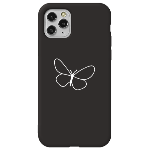 Apple iPhone 11 Pro Max butterfly Black Colored Silicone TPU Θήκη