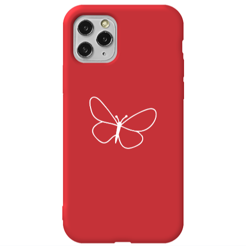 Apple iPhone 11 Pro Max butterfly Red Colored Silicone TPU Θήκη