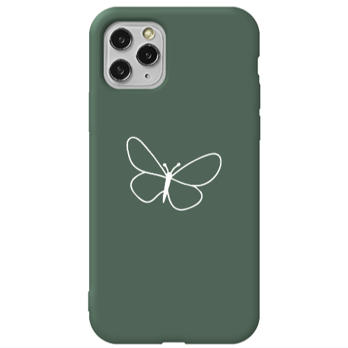 Apple iPhone 11 Pro Max butterfly Dark Green Colored Silicone TPU Θήκη