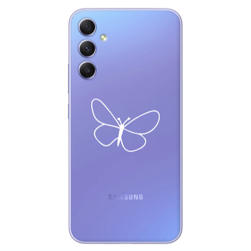 Samsung A34 butterfly Transparent Silicone TPU Θήκη