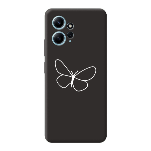 Xiaomi Redmi Note 12 4G butterfly Black Colored Silicone TPU Θήκη
