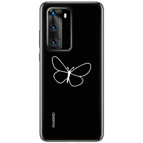 Huawei P40 butterfly Transparent Silicone TPU Θήκη