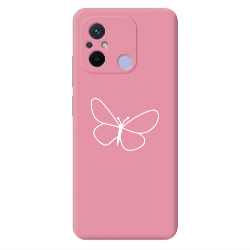 Xiaomi Redmi 12C butterfly Pink Colored Silicone TPU Θήκη