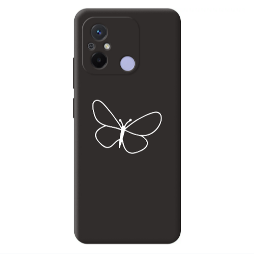 Xiaomi Redmi 12C butterfly Black Colored Silicone TPU Θήκη