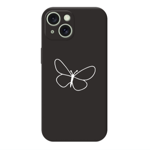 Apple iPhone 15 butterfly Black Colored Silicone TPU Θήκη