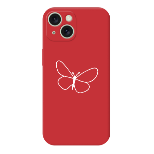 Apple iPhone 15 butterfly Red Colored Silicone TPU Θήκη