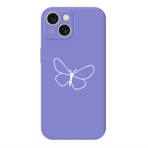 Apple iPhone 15 Plus butterfly Purple Colored Silicone TPU Θήκη