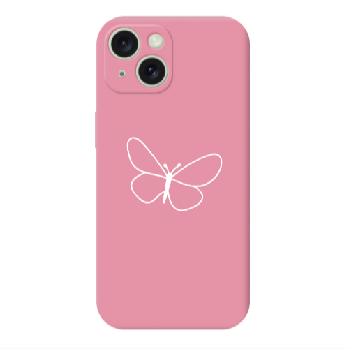 Apple iPhone 15 Plus butterfly Pink Colored Silicone TPU Θήκη