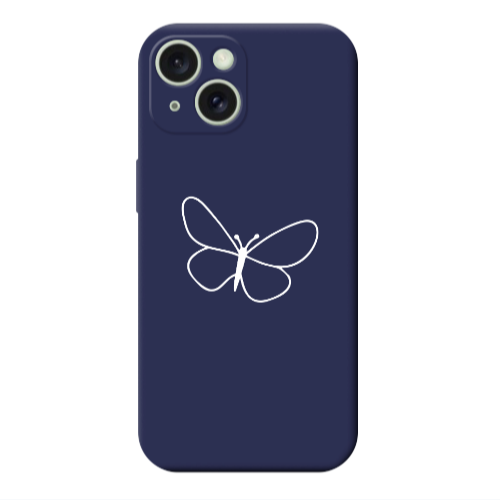 Apple iPhone 15 Plus butterfly Dark blue Colored Silicone TPU Θήκη