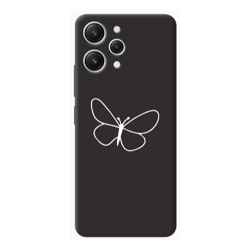 Xiaomi Redmi 12 butterfly Black Colored Silicone TPU Θήκη