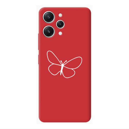 Xiaomi Redmi 12 butterfly Red Colored Silicone TPU Θήκη
