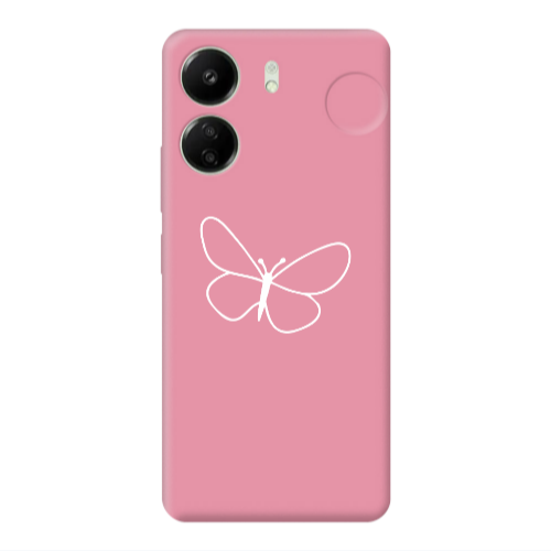 Xiaomi Redmi 13C butterfly Pink Colored Silicone TPU Θήκη