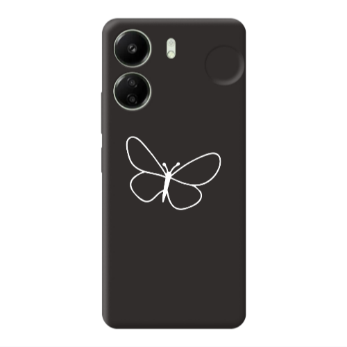 Xiaomi Redmi 13C butterfly Black Colored Silicone TPU Θήκη