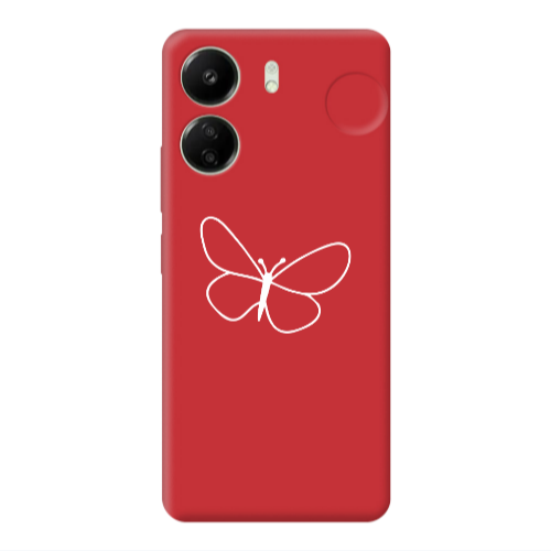 Xiaomi Redmi 13C butterfly Red Colored Silicone TPU Θήκη