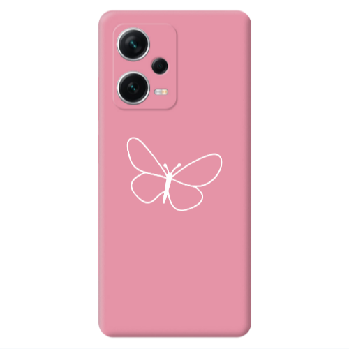 Xiaomi Poco X5 butterfly Pink Colored Silicone TPU Θήκη