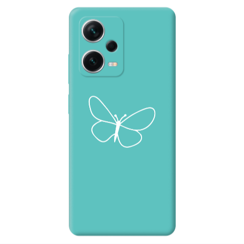 Xiaomi Poco X5 butterfly Turquoise Colored Silicone TPU Θήκη