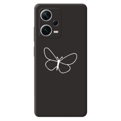 Xiaomi Poco X5 butterfly Black Colored Silicone TPU Θήκη