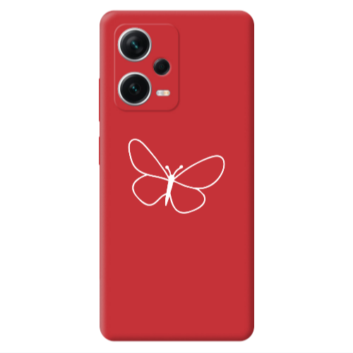 Xiaomi Poco X5 butterfly Red Colored Silicone TPU Θήκη