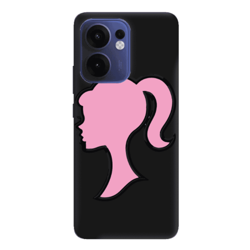 Oppo Reno 13 F Line girl Black Colored Silicone TPU Θήκη