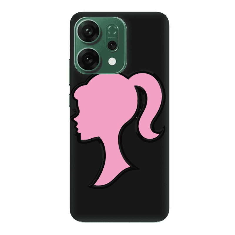 Oppo RENO 14 Line girl Black Colored Silicone TPU Θήκη