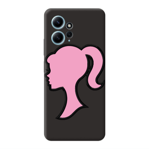 Xiaomi Redmi Note 12 4G Line girl Black Colored Silicone TPU Θήκη