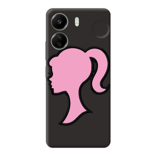 Xiaomi Redmi 13C Line girl Black Colored Silicone TPU Θήκη
